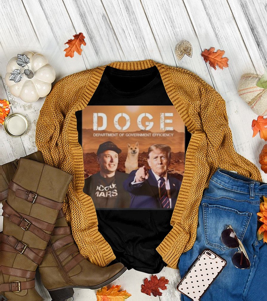 Donald Trump Elon Musk Doge Department Of Government Efficiency Mars T-Shirt