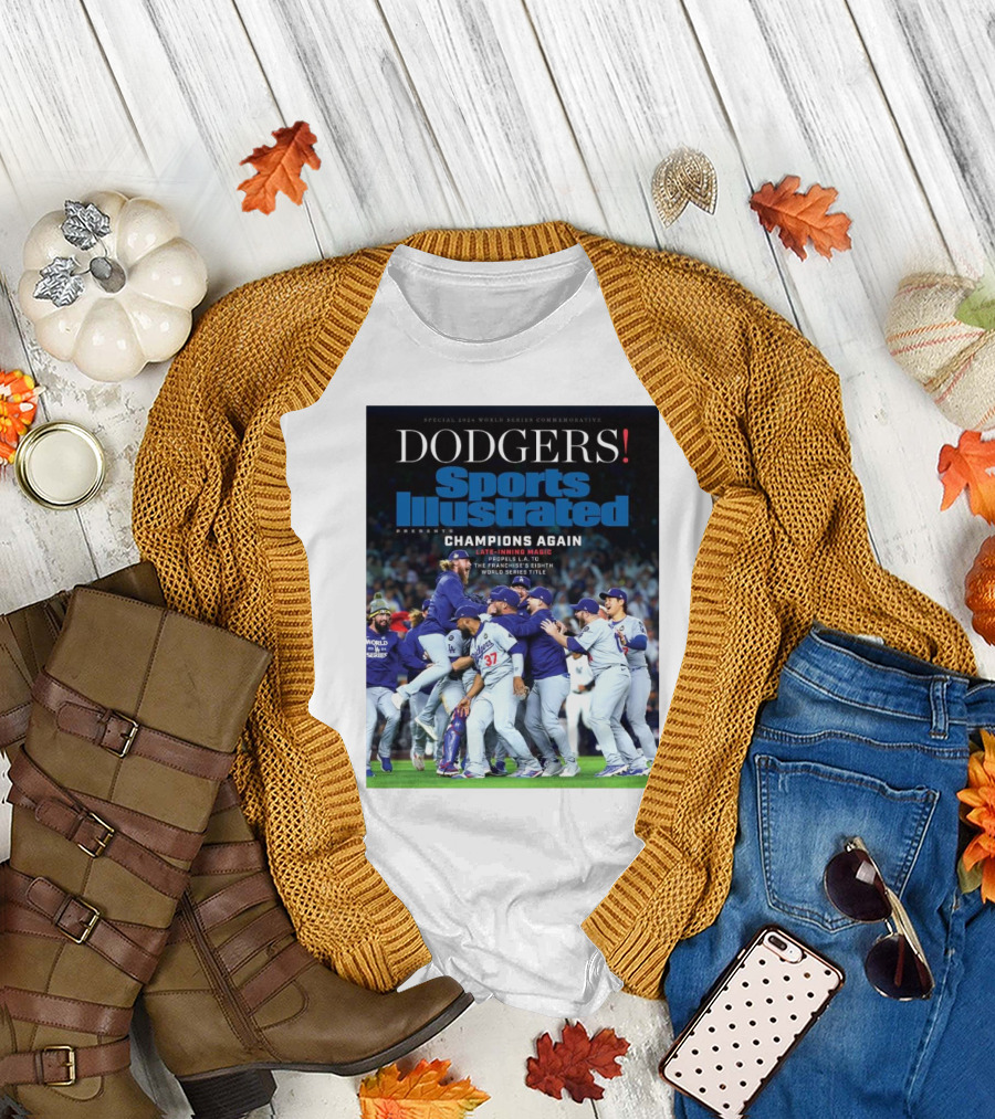 Dodgers Sports Illustrated Champions Again Late-inning Magic World Series Title T-Shirt