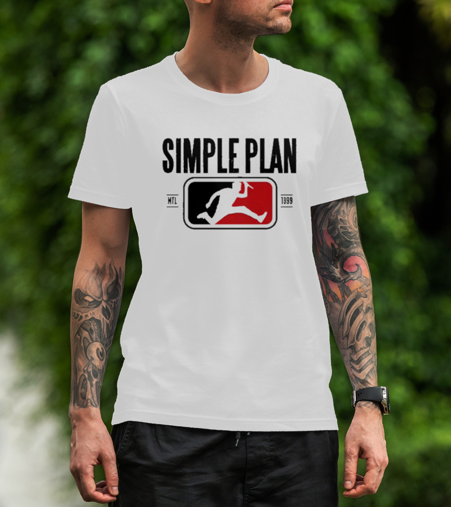 SIMPLE PLAN SP MTL 1999 Baseball Style Logo Jumping Figure T-Shirt