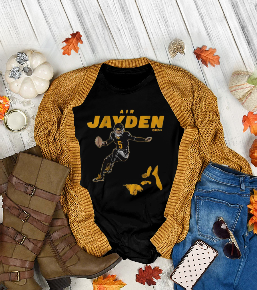 Air Jayden NFL Football Number 5 Jumping Action T-Shirt
