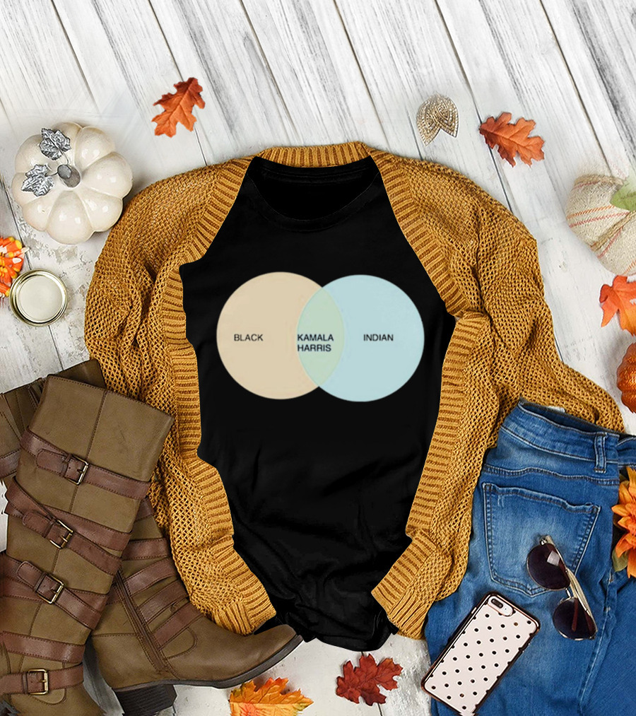 Black Kamala Harris Indian Venn Diagram T-Shirt