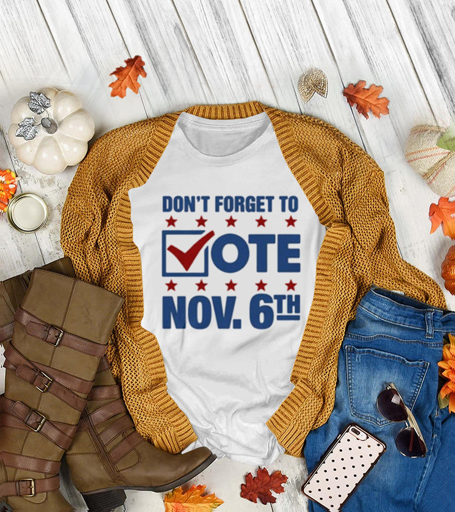 Don’t Forget To Vote Nov. 6th Red Stars Check Mark Box T-Shirt