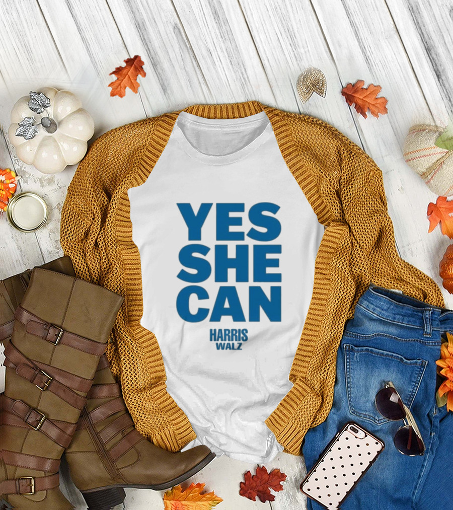 Yes She Can Harris Walz 2024 Empower T-Shirt