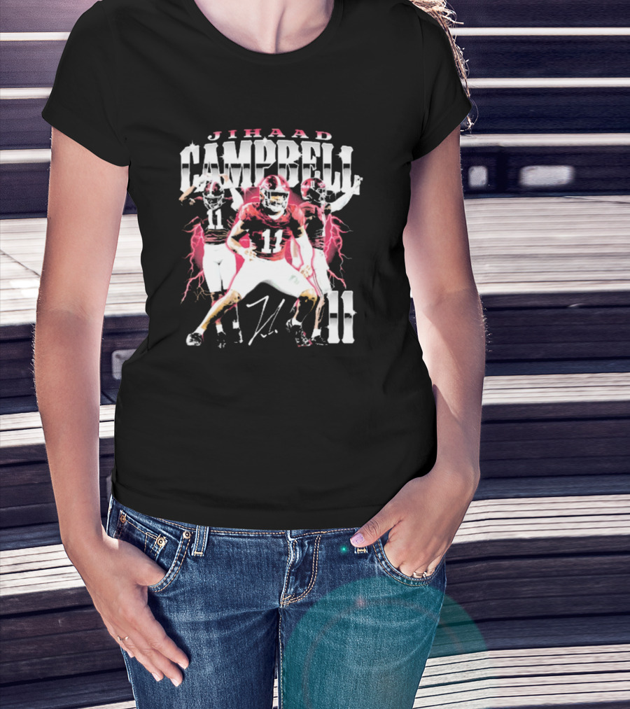 Jihaad Campbell Alabama Crimson Tide 11 Signature Football Energy T-Shirt