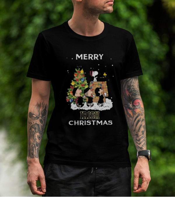 Merry Irish Christmas Notre Dame Fighting Irish X Snoopy And Friends T-Shirt