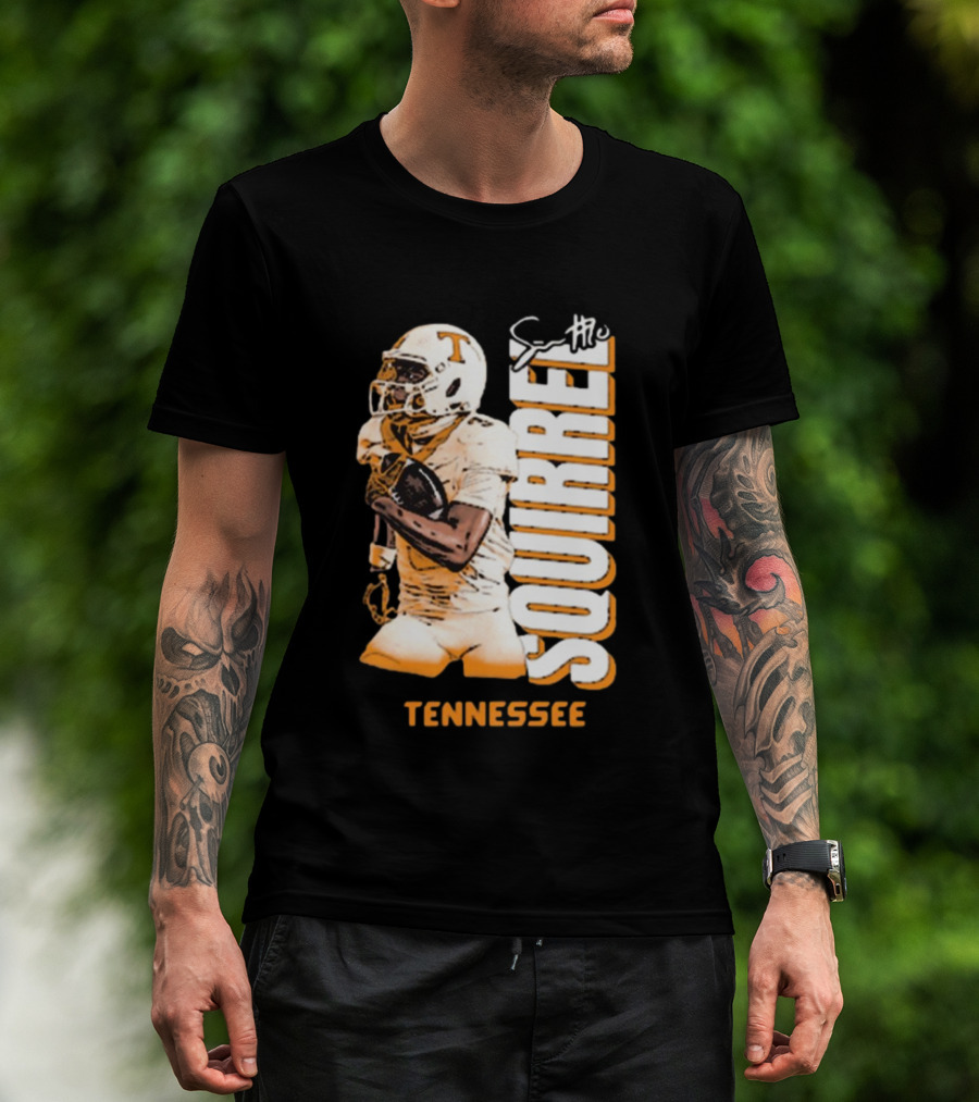 Tennessee Volunteers Squirrel White Football Signature T-Shirt
