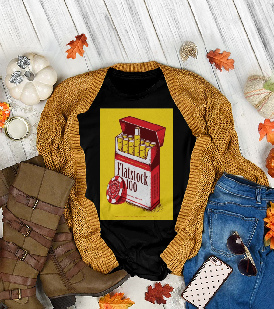 Flatstock 100 Poster Cigarette Box Design Las Vegas NV November 15-17 2024 Poker Chip T-Shirt