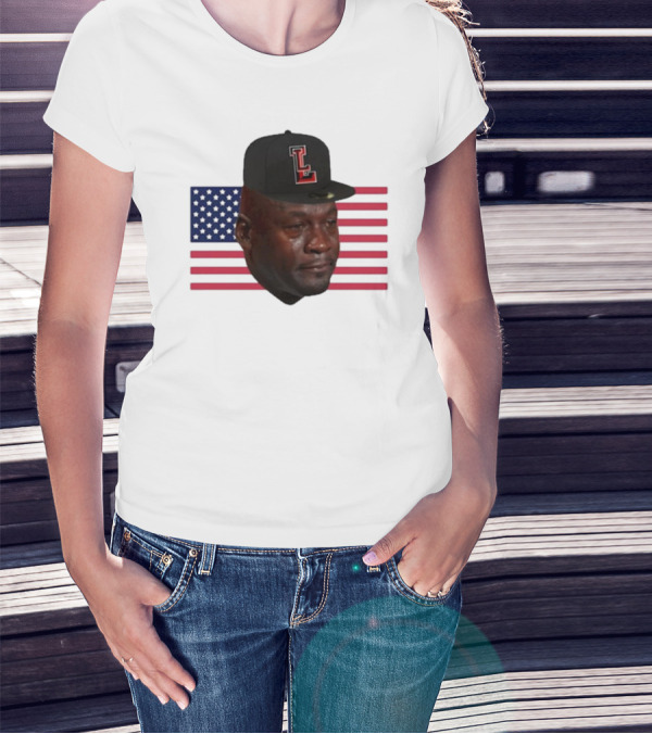 Michael Jordan Crying Meme USA Flag LL Cap T-Shirt