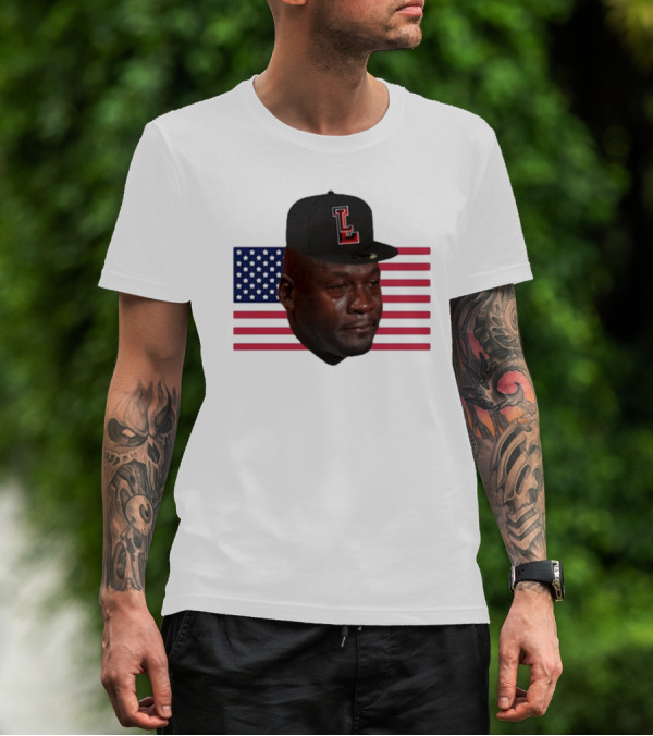 Michael Jordan Crying Meme USA Flag LL Cap T-Shirt