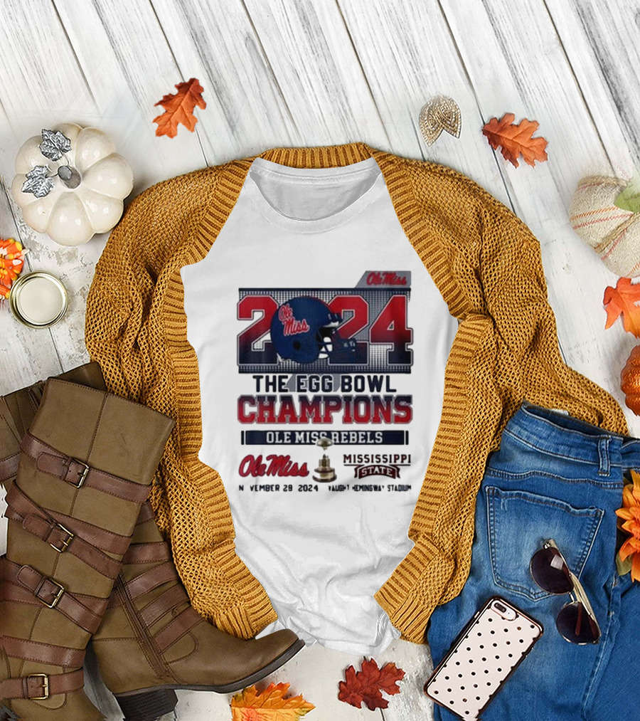 Ole Miss Rebels 2024 Egg Bowl Champions Mississippi State November 29 Vaught Hemingway Stadium T-Shirt