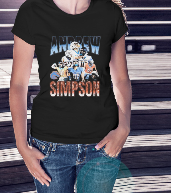 Andrew Simpson Boise State Broncos Football Throwback 90s Players T-Shirt