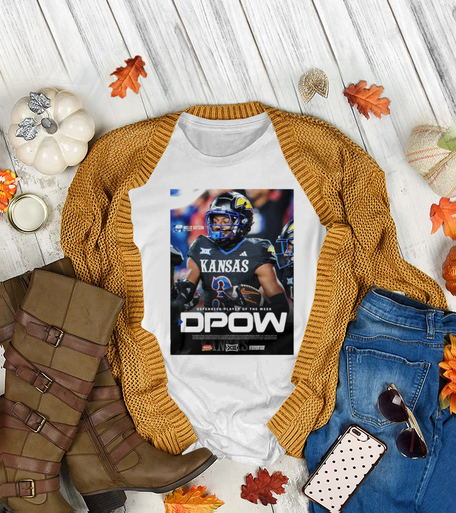 Mello Dotson Kansas Jayhawks DPOW Big 12 Defensive Player Of The Week T-Shirt