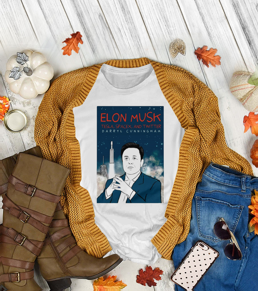 Elon Musk Tesla SpaceX and Twitter Darryl Cunningham 2024 Rocket T-Shirt