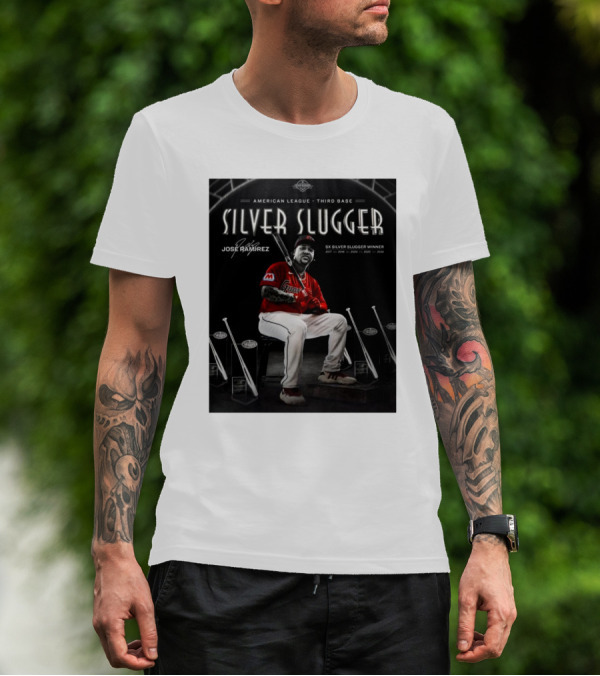 American League Third Base Jose Ramirez 5x Silver Slugger Winner Signature T-Shirt