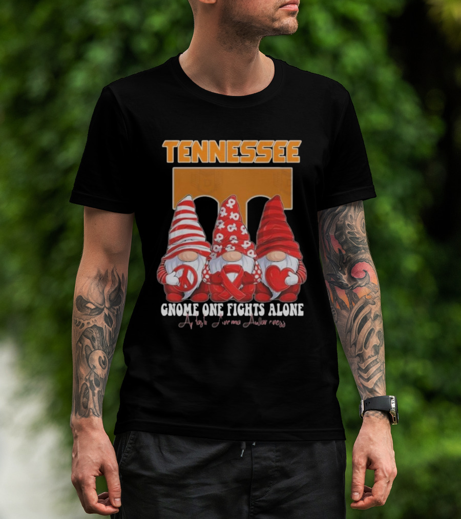 Tennessee Volunteers Autism Awareness Gnome One Fights Alone T-Shirt