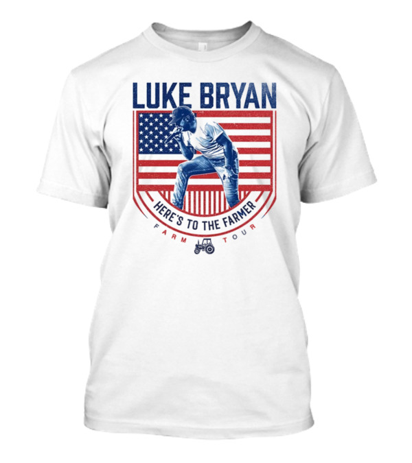 Luke Bryan Here's To The Farmer Farm Tour American Flag Tractor T-Shirt