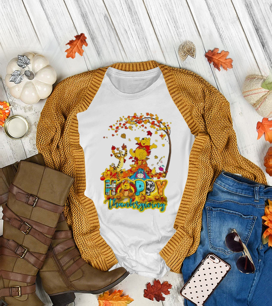 Hoppy Thanksgiving 2024 Winnie The Pooh And Friends T-Shirt