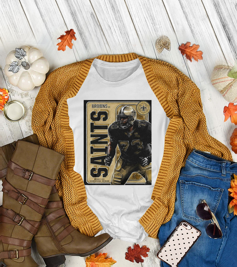 Browns vs Saints Jahri Evans Ring of Honor November 17 2024 Caesars Superdome New Orleans T-Shirt
