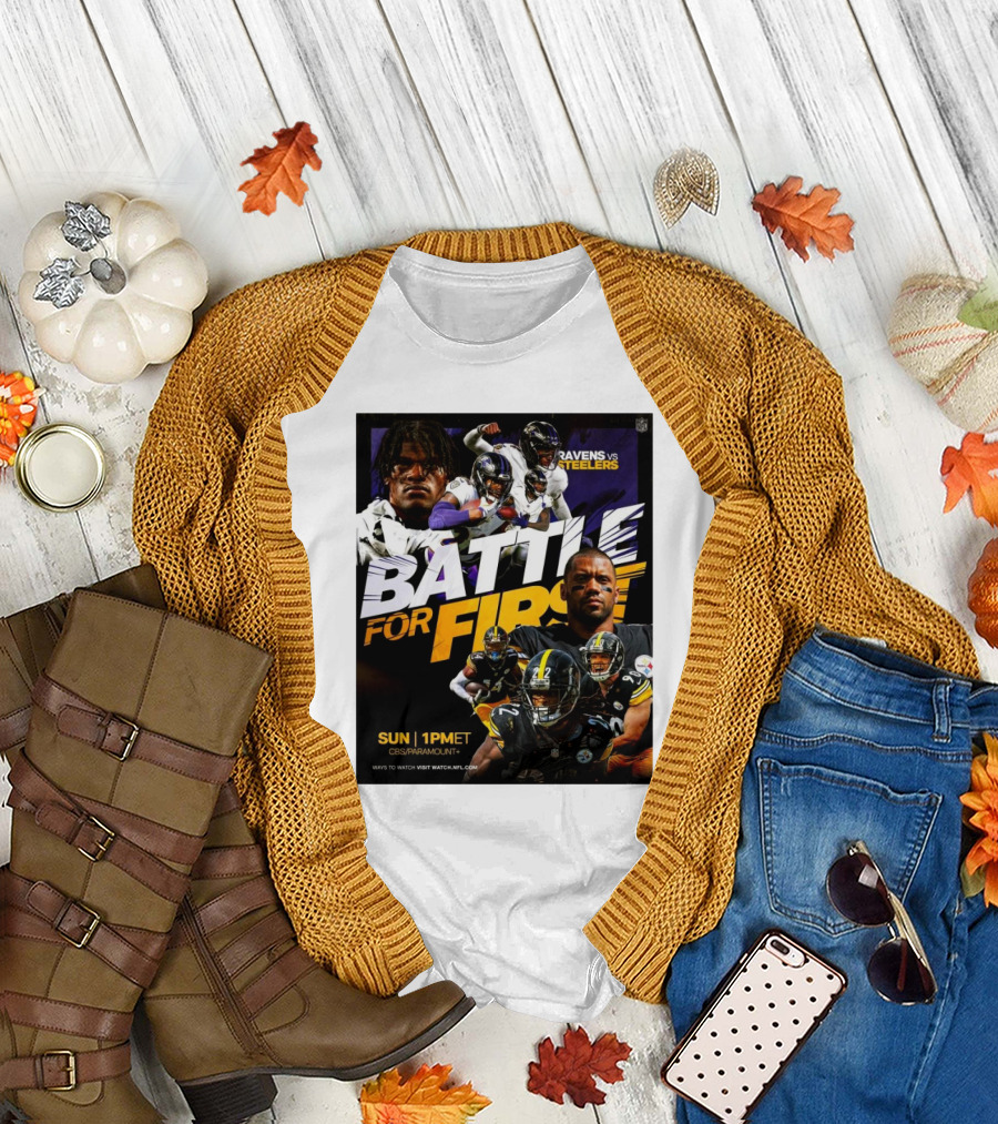 Ravens vs Steelers Battle for First Place AFC North Showdown Sun 1PM ET CBS Paramount Plus T-Shirt