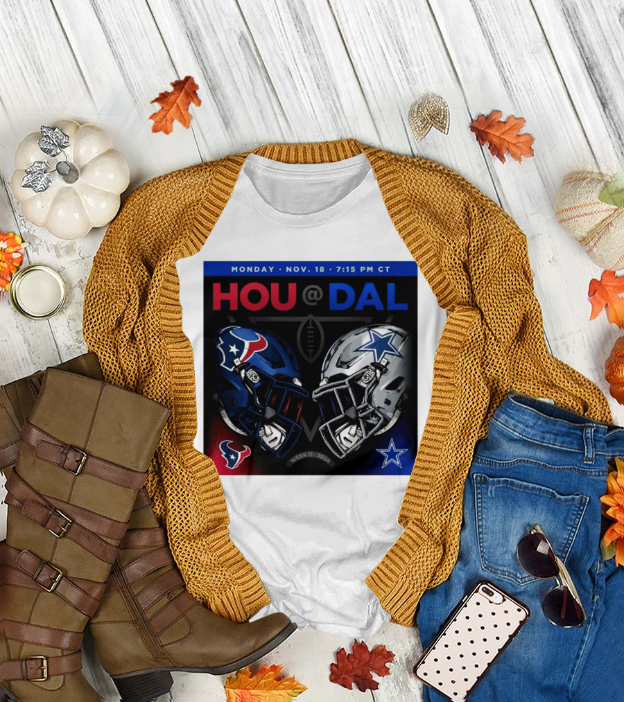 HOU at DAL Helmet Clash Monday Nov 18 7:15 PM CT Week 11 T-Shirt