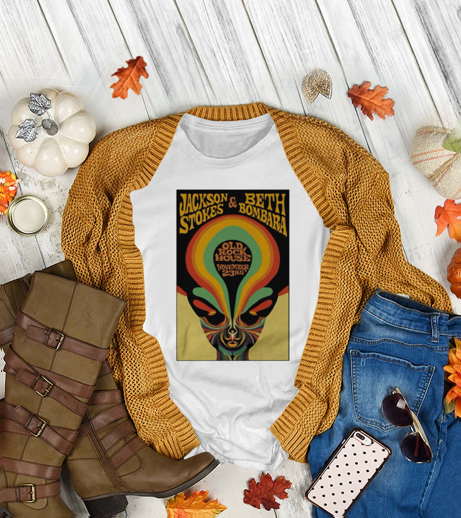 Jackson Stokes and Beth Bombara Old Rock House November 23rd Psychedelic Poster St Louis MO Tour T-Shirt
