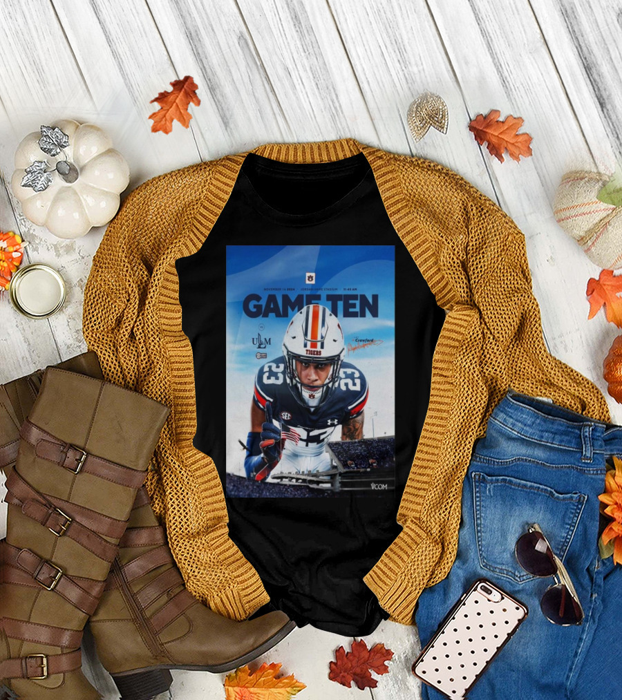 Game Ten Tigers Jordan Hare Stadium November 16 2024 Signature 11:00 AM ULM Warhawks SEC Football T-Shirt