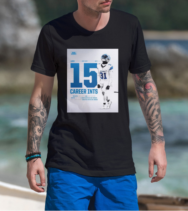 Detroit Lions Kerby Joseph 15 Career INTs Tied With James Hunter And Bobby Watkins Most INTs Since 1970 AFL-NFL Merger T-Shirt