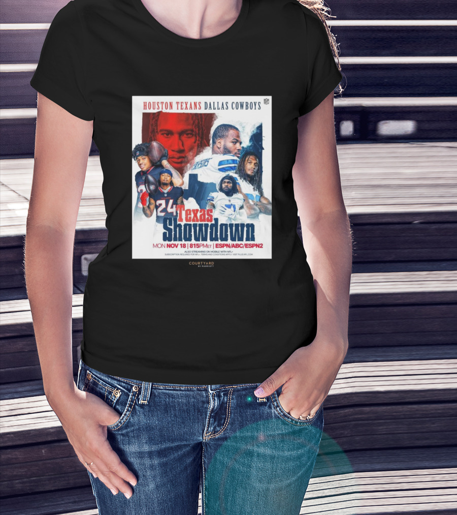 Houston Texans Dallas Cowboys Texas Showdown Mon Nov 18 815PM ET ESPN ABC ESPN2 T-Shirt