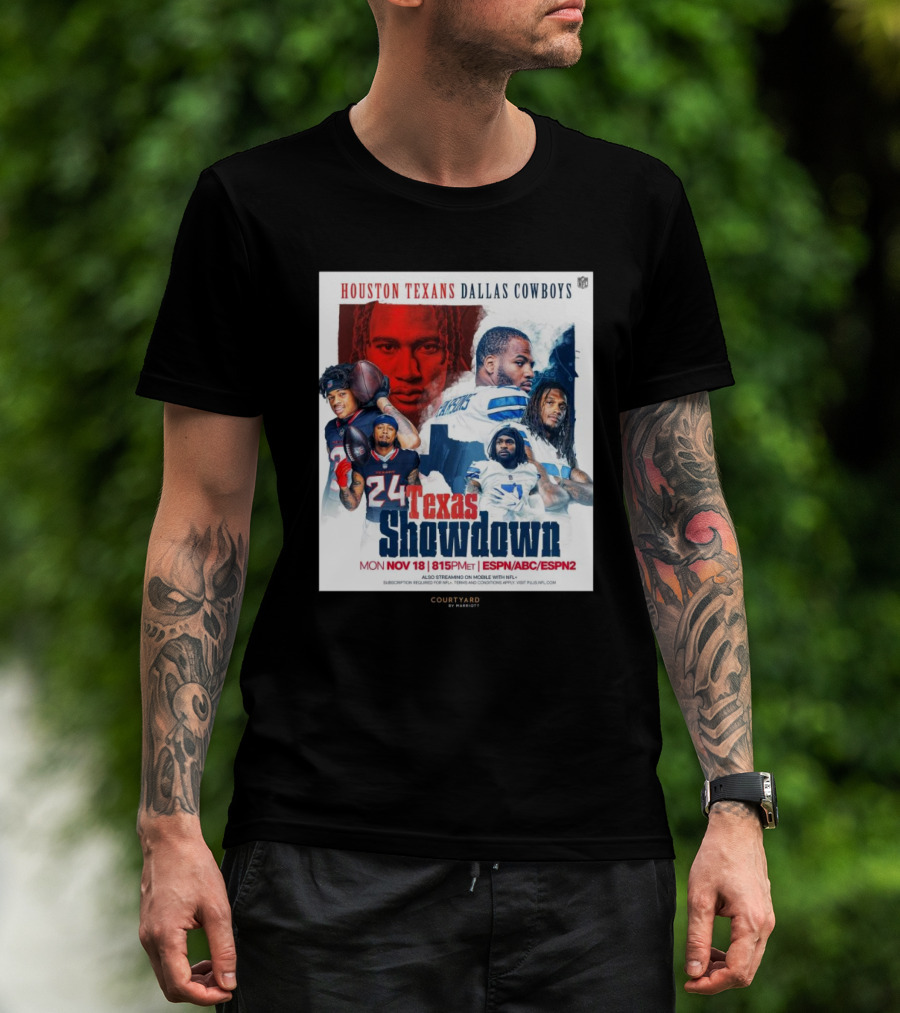 Houston Texans Dallas Cowboys Texas Showdown Mon Nov 18 815PM ET ESPN ABC ESPN2 T-Shirt
