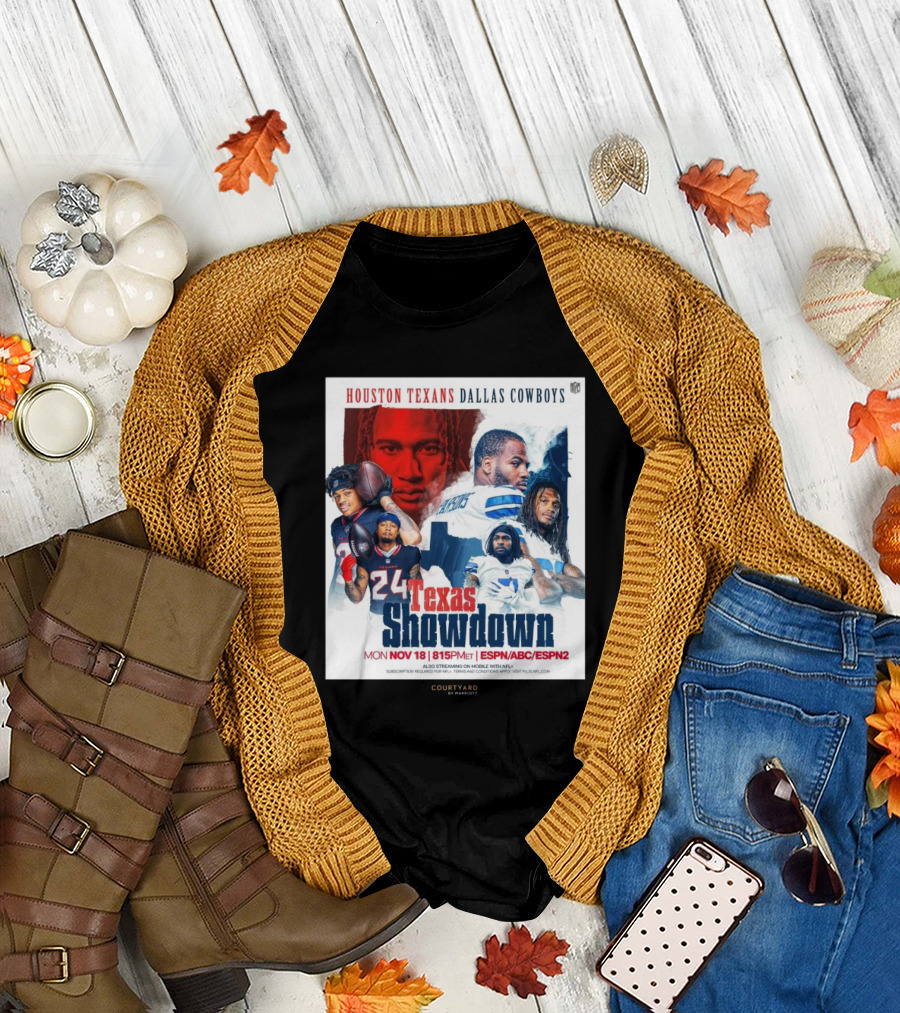 Houston Texans Dallas Cowboys Texas Showdown Mon Nov 18 815PM ET ESPN ABC ESPN2 T-Shirt