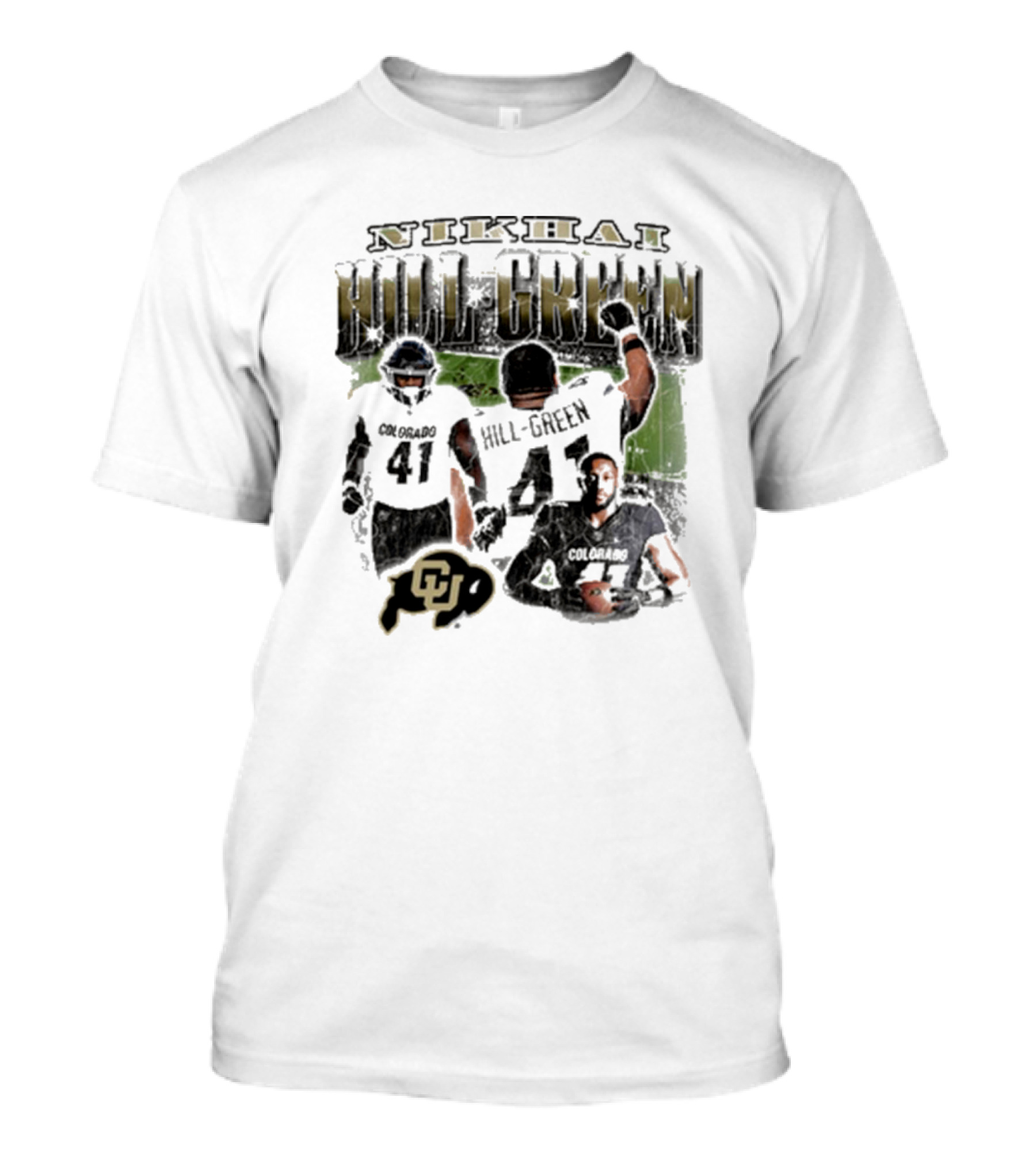 Nikhai Hill Green Colorado Buffaloes 41 Football Reflection 90s T-Shirt