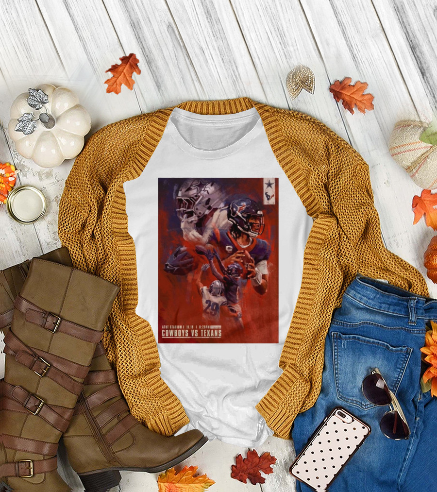 AT&T Stadium Cowboys Vs Texans 11.18 Gameday Illustrated Matchup T-Shirt