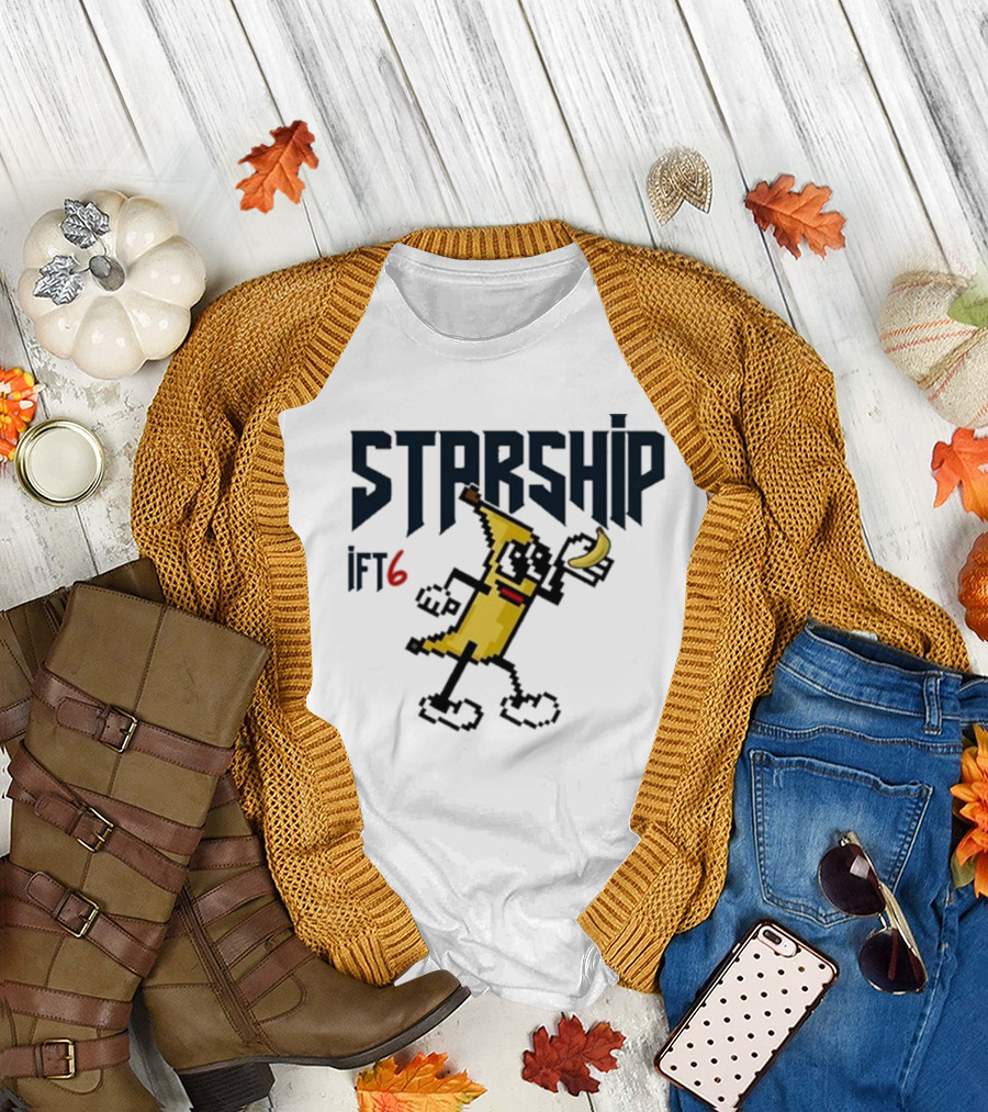 Starship IFT6 Banana Pixel Art Character T-Shirt