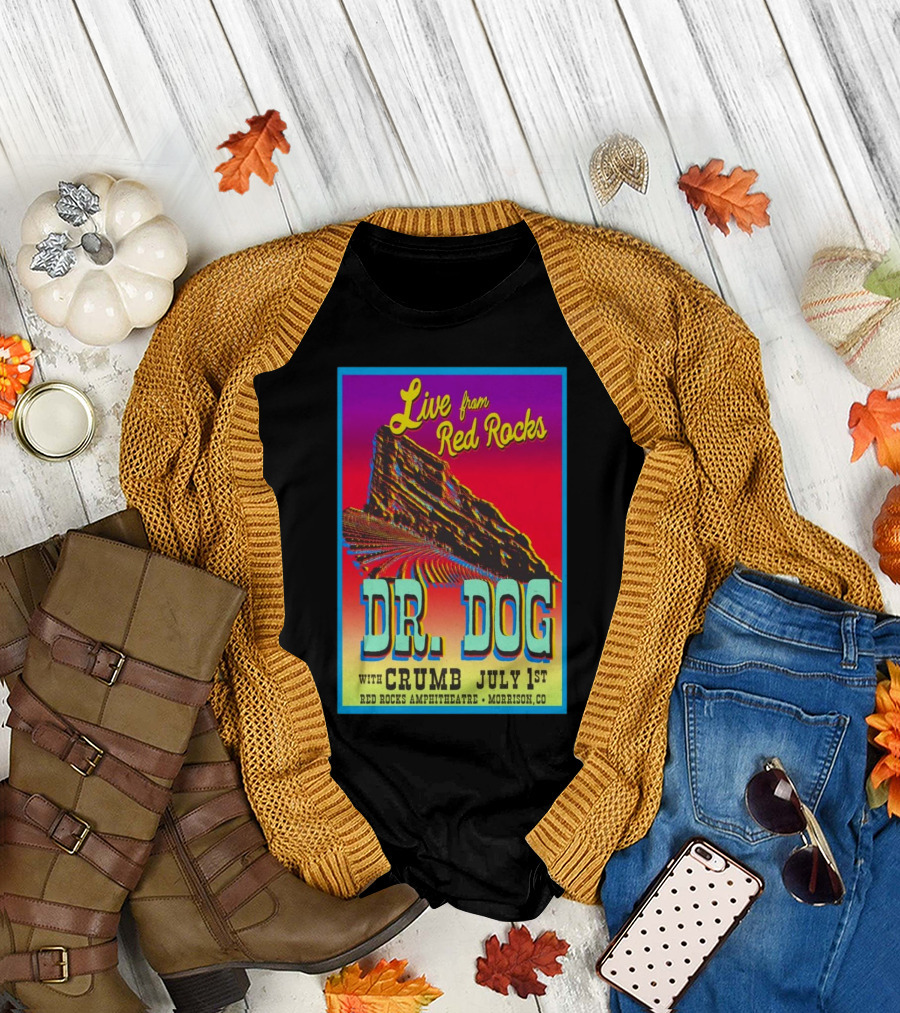 Live From Red Rocks Dr. Dog With Crumb July 1st 2025 Red Rocks Amphitheatre Morrison CO T-Shirt