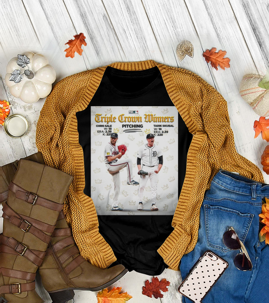 Triple Crown Winners Pitching Chris Sale Tarik Skubal MLB 2024 Season T-Shirt