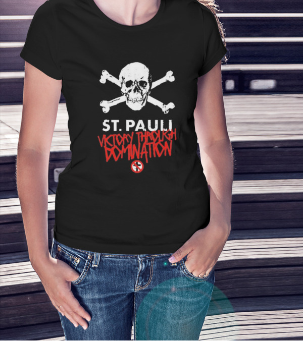 St. Pauli Victory Through Domination Skull And Crossbones Bad Religion T-Shirt