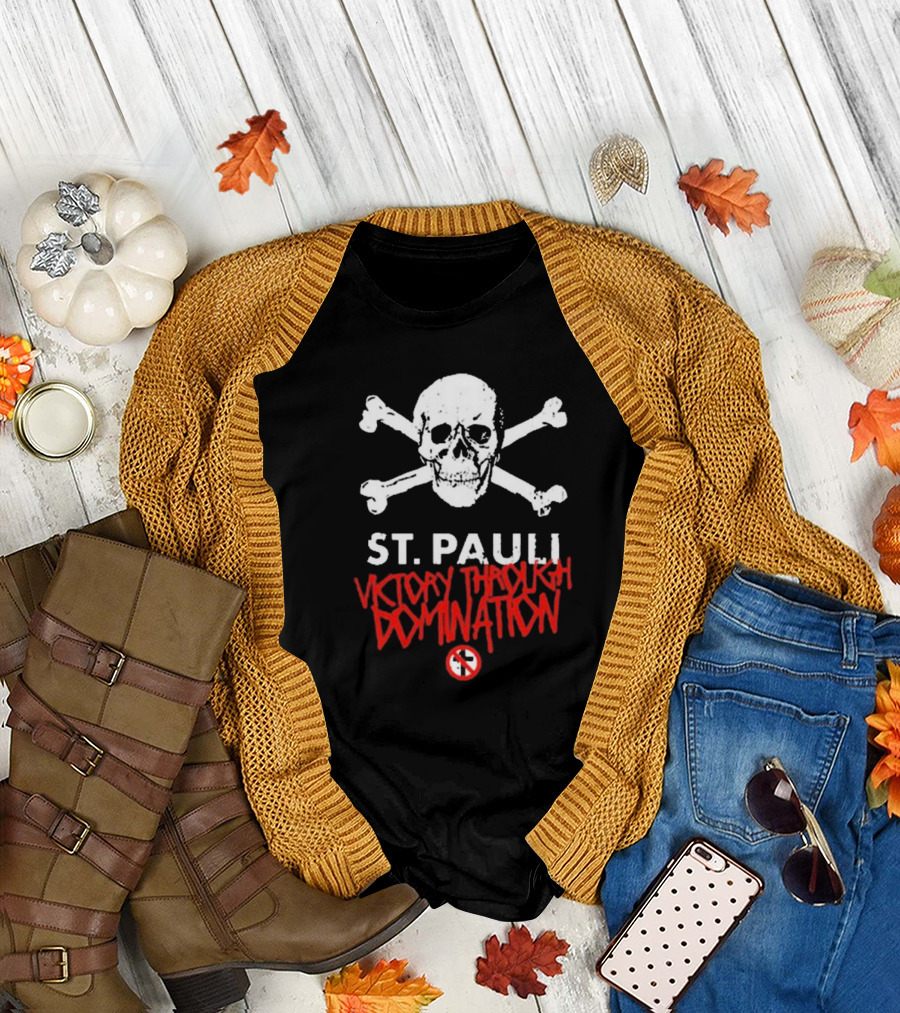 St. Pauli Victory Through Domination Skull and Crossbones Bad Religion T-Shirt
