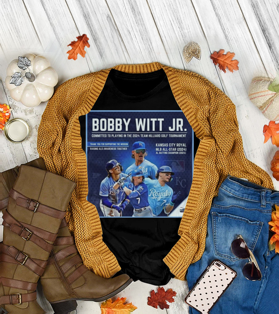 Bobby Witt Jr. Kansas City Royal MLB All-Star 2024 Team Hilliard Golf Tournament ALS Awareness T-Shirt