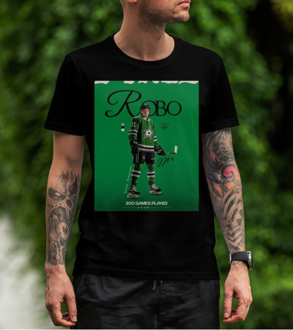Dallas Stars Robo Jason Robertson 300 Games Played NHL T-Shirt