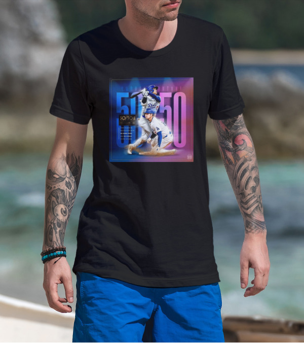 Shohei Ohtani Dodgers MLB 50 Home Runs 50 Stolen Bases Season Milestone T-Shirt