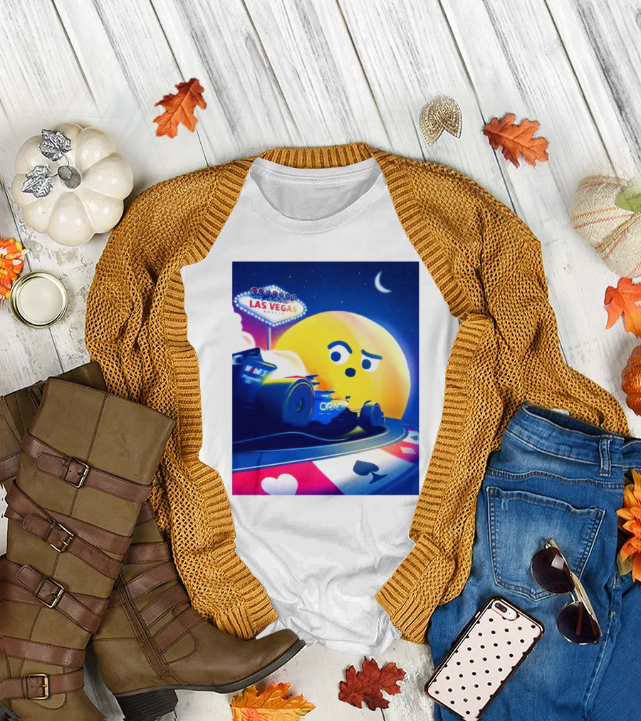 Oracle Red Bull Racing Las Vegas Nevada Moon and Cards Emoji T-Shirt