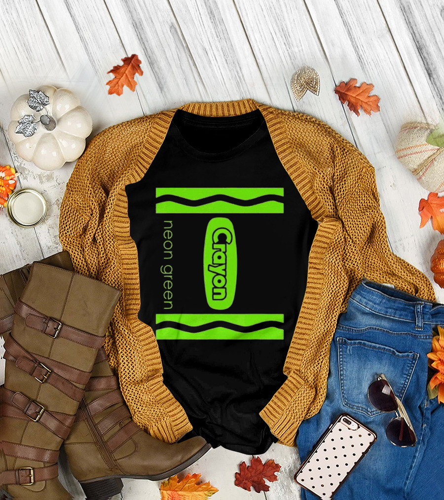 Neon Green Crayon Box Halloween Costume Couple Groups T-Shirt