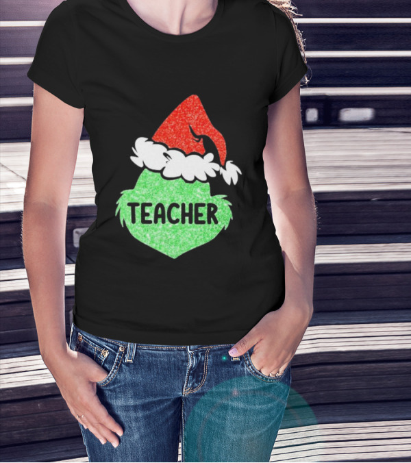 Santa Grinch Hat Teacher Christmas Holiday T-Shirt