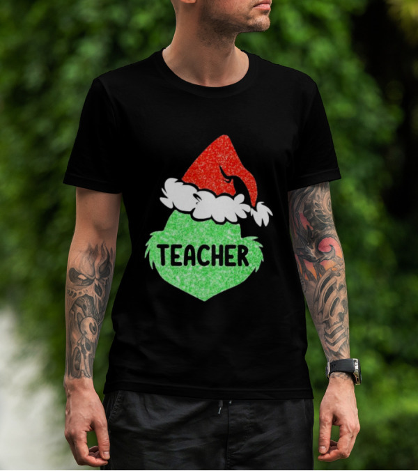 Santa Grinch Hat Teacher Christmas Holiday T-Shirt