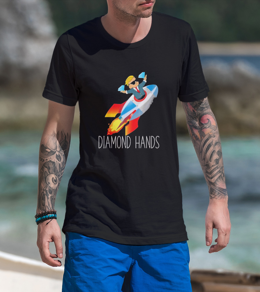 WallStreetBets WSB Diamond Hands Rocket Ship To The Moon T-Shirt