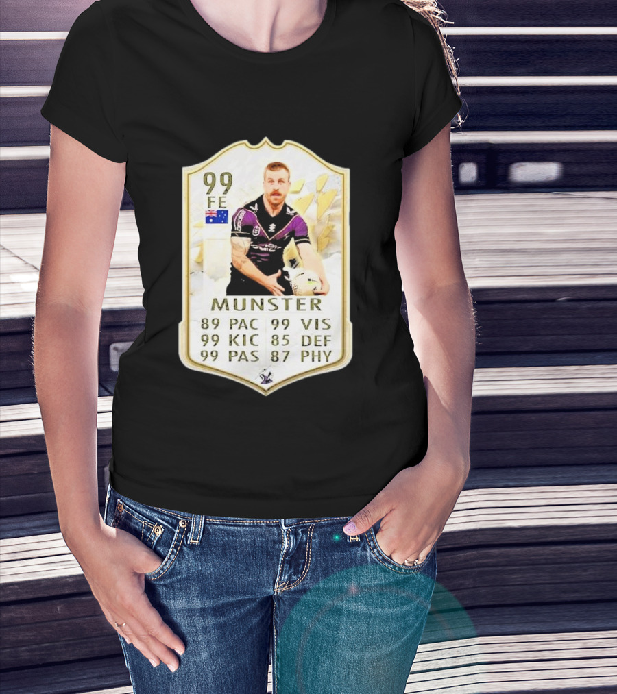 Melbourne Storm Cameron Munster Sports Card PAC VIS KIC DEF PAS PHY T-Shirt