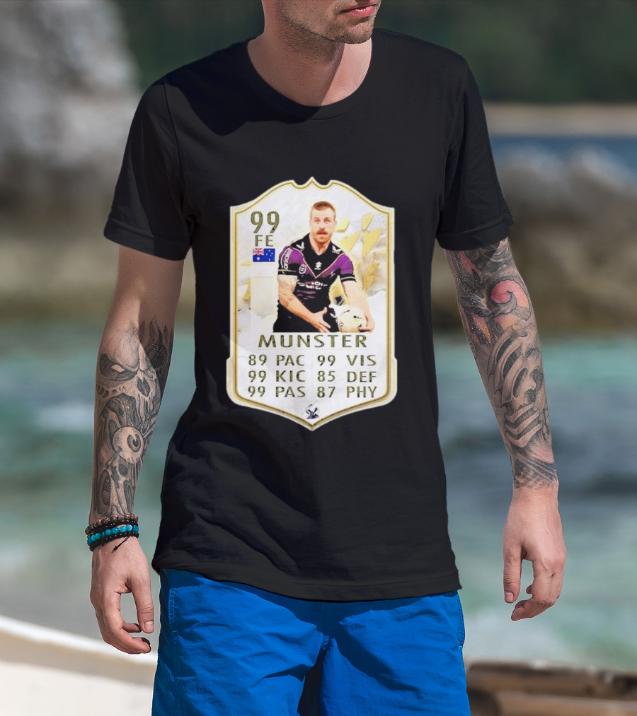 Melbourne Storm Cameron Munster Sports Card PAC VIS KIC DEF PAS PHY T-Shirt