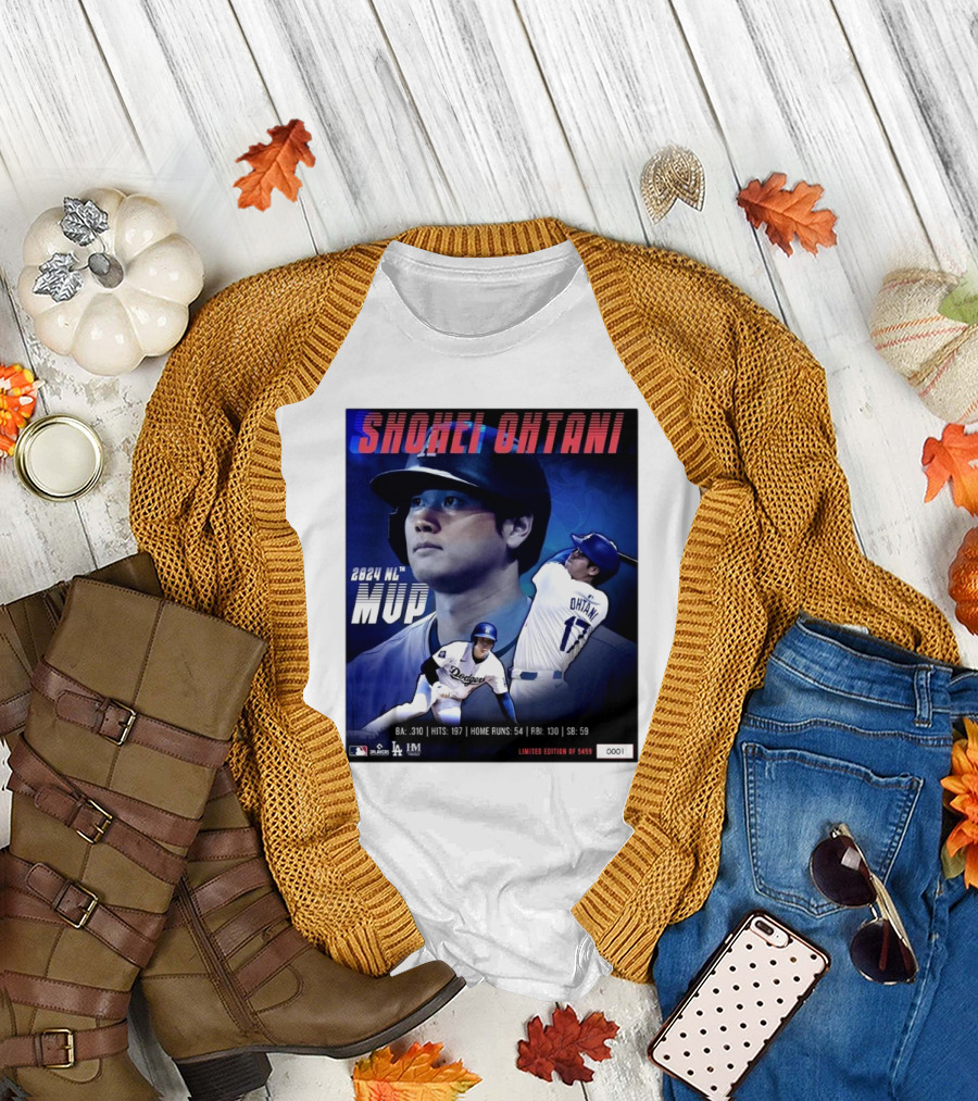 Shohei Ohtani 2024 NL MVP LA Dodgers Ba 310 Hits 197 Home Runs 54 Rbi 130 Sb 59 T-Shirt