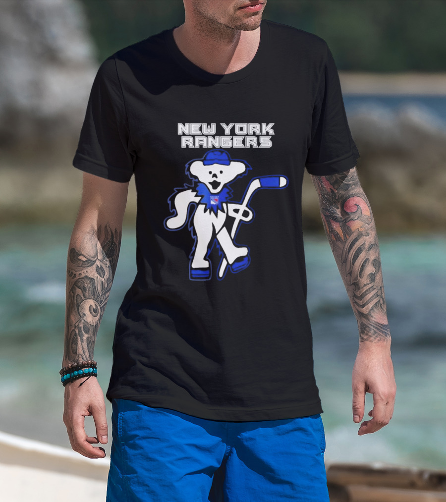 New York Rangers Grateful Dead Dancing Bear Hockey T-Shirt