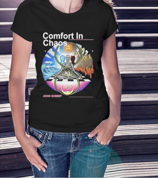 Comfort In Chaos John Summit The Good And The Evil Sun Moon Skeleton T-Shirt